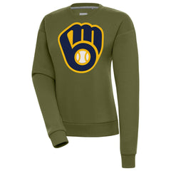 Milwaukee Brewers Antigua Women's Victory Pullover Sweatshirt - Olive Pullover