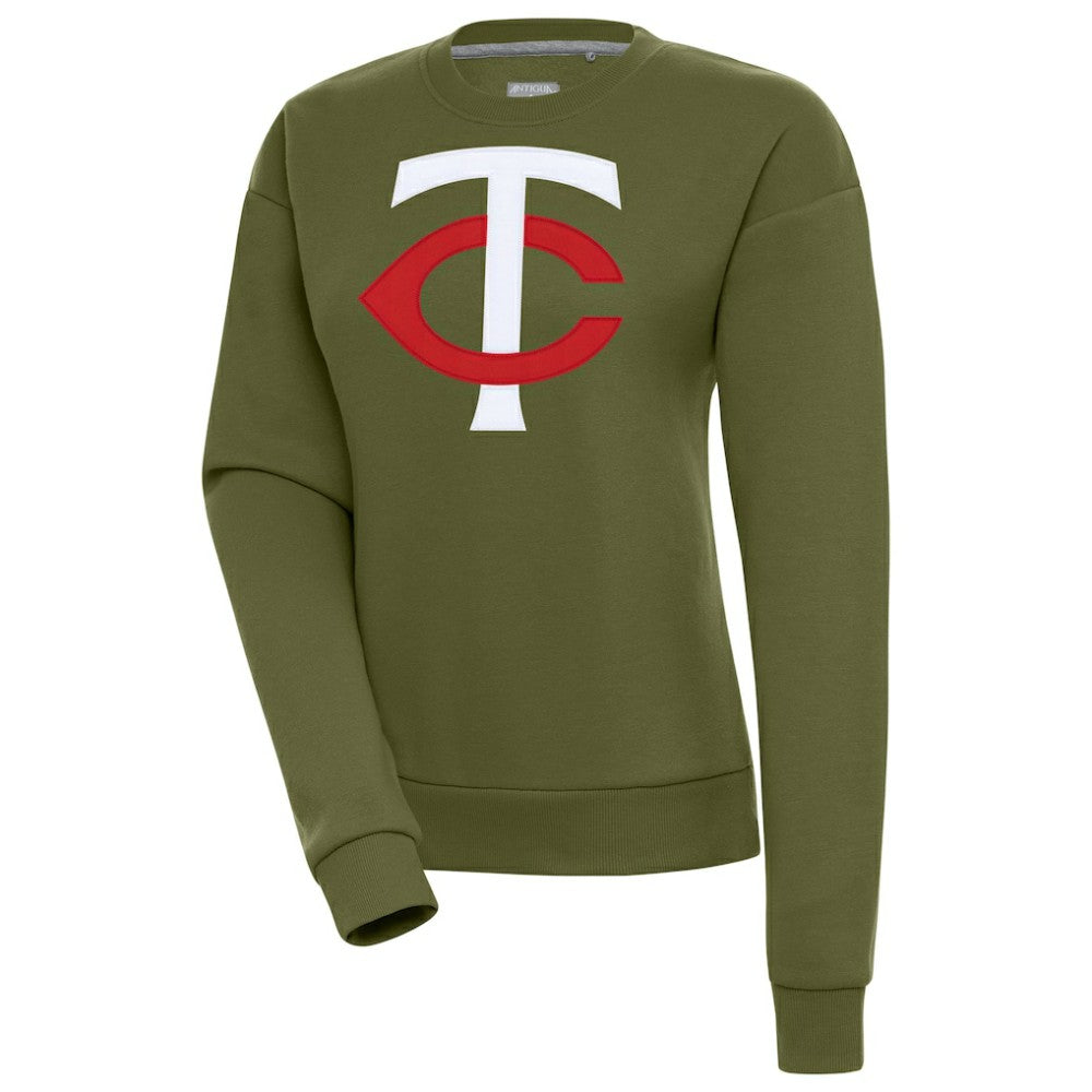 Minnesota Twins Antigua Women's Victory Pullover Sweatshirt - Olive Pullover