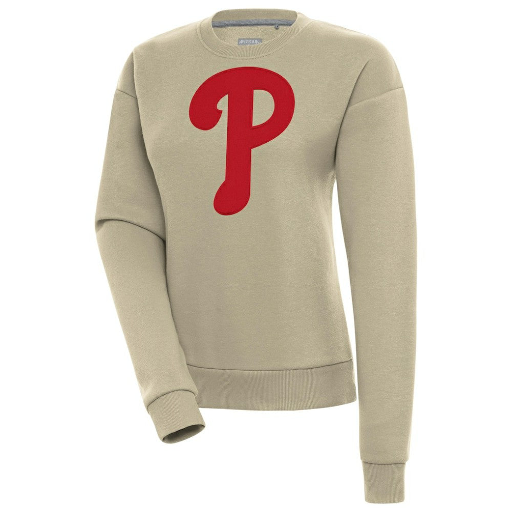 Philadelphia Phillies Antigua Women's Victory Pullover Sweatshirt - Khaki Pullover
