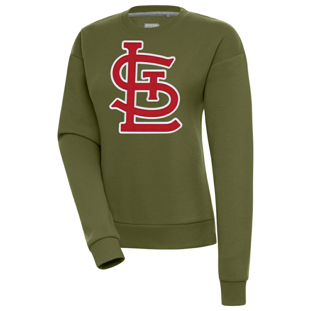 St. Louis Cardinals Antigua Women's Victory Pullover Sweatshirt - Olive Pullover
