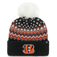 Cincinnati Bengals '47 Women's Elsa Cuffed Knit Hat with Pom Black