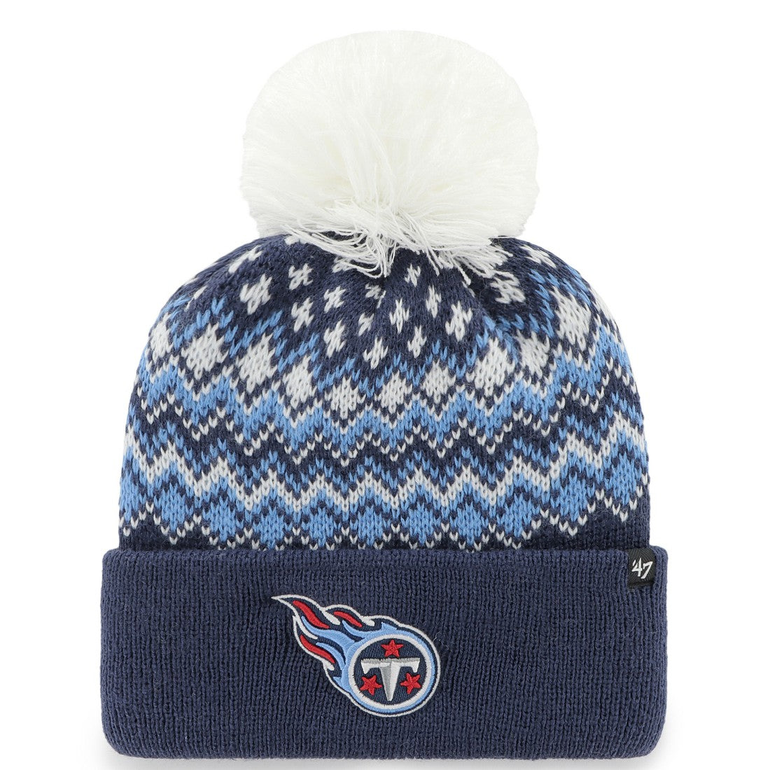 Tennessee Titans '47 Women's Elsa Cuffed Knit Hat with Pom Navy