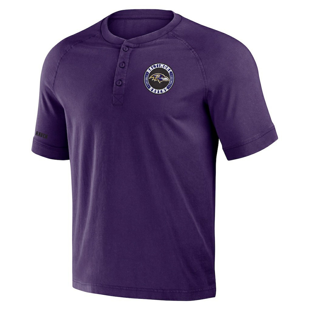 Baltimore Ravens NFL x Darius Rucker Collection Washed Raglan Henley T-Shirt Purple