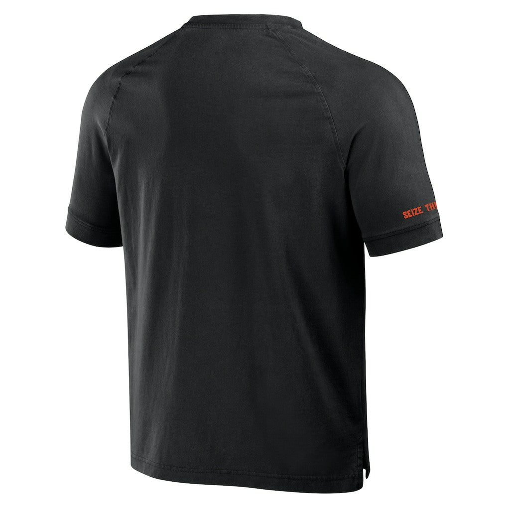 Cincinnati Bengals NFL x Darius Rucker Collection Washed Raglan Henley T-Shirt Black