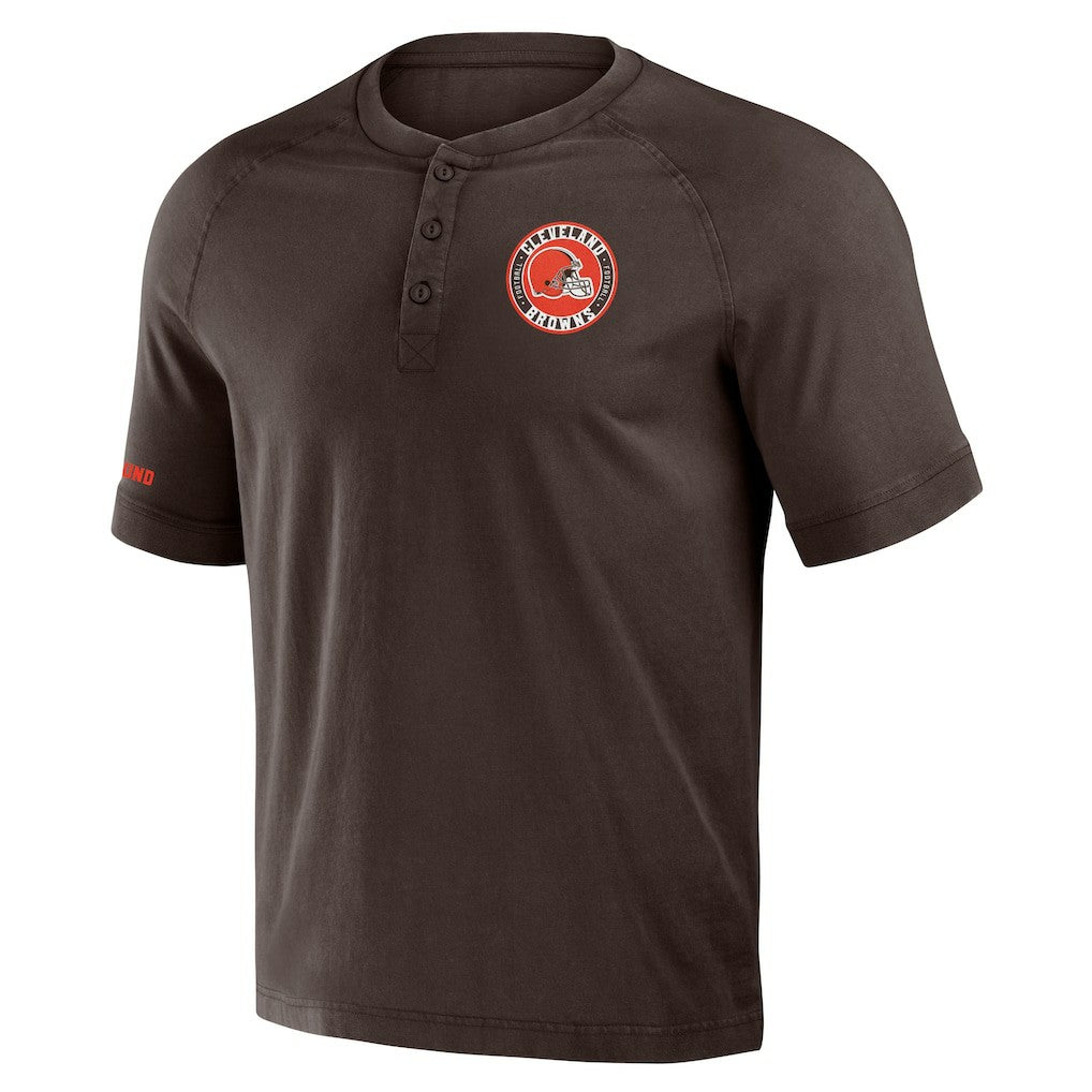 Cleveland Browns NFL x Darius Rucker Collection Washed Raglan Henley T-Shirt Brown