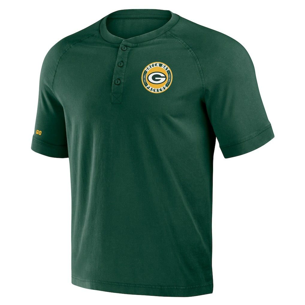 Green Bay Packers NFL x Darius Rucker Collection Washed Raglan Henley T-Shirt Green