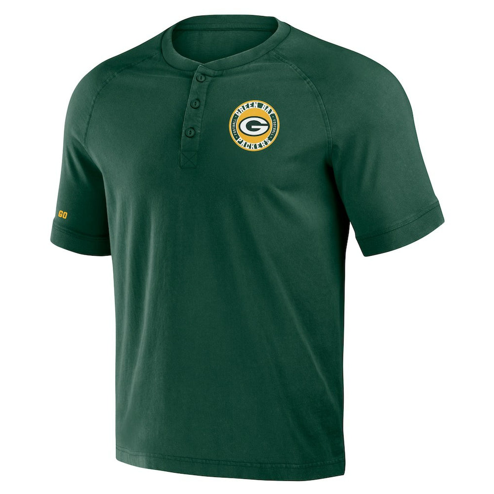 Green Bay Packers NFL x Darius Rucker Collection Washed Raglan Henley T-Shirt Green