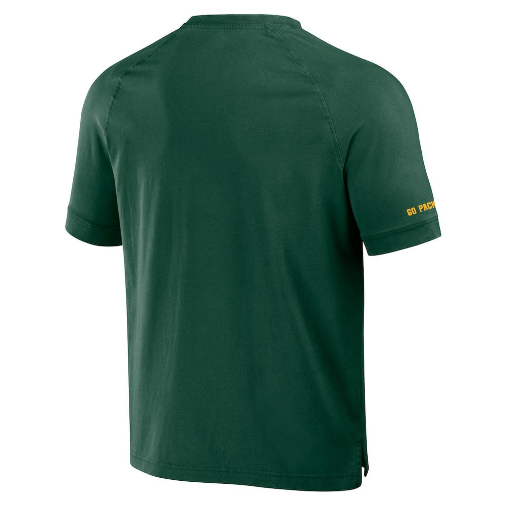 Green Bay Packers NFL x Darius Rucker Collection Washed Raglan Henley T-Shirt Green