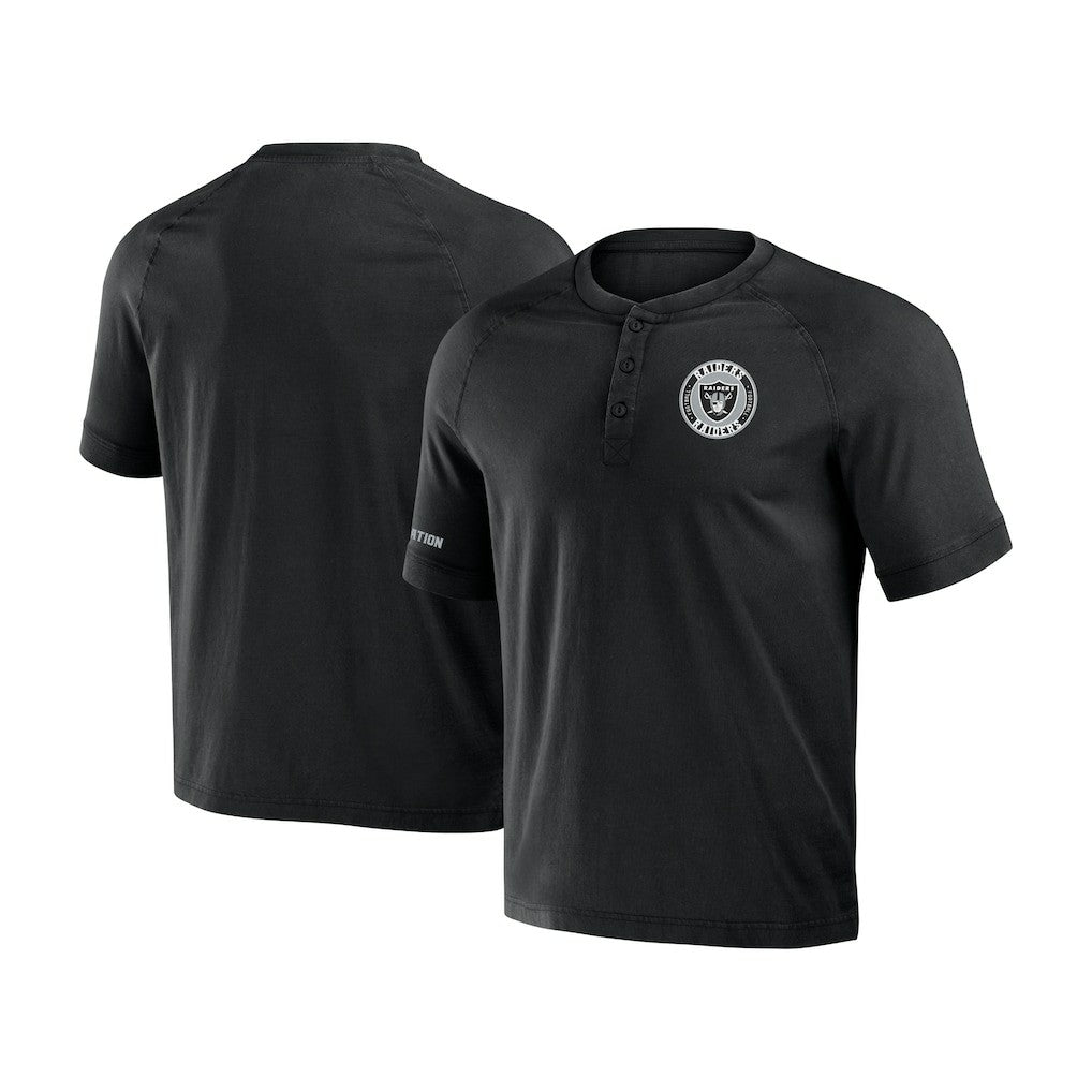 Las Vegas Raiders NFL x Darius Rucker Collection Washed Raglan Henley T-Shirt Black