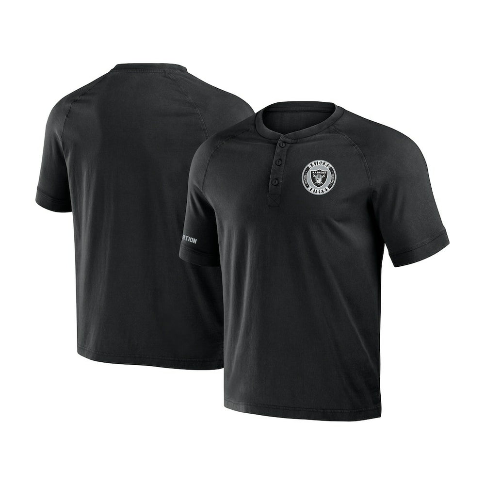 Las Vegas Raiders NFL x Darius Rucker Collection Washed Raglan Henley T-Shirt Black
