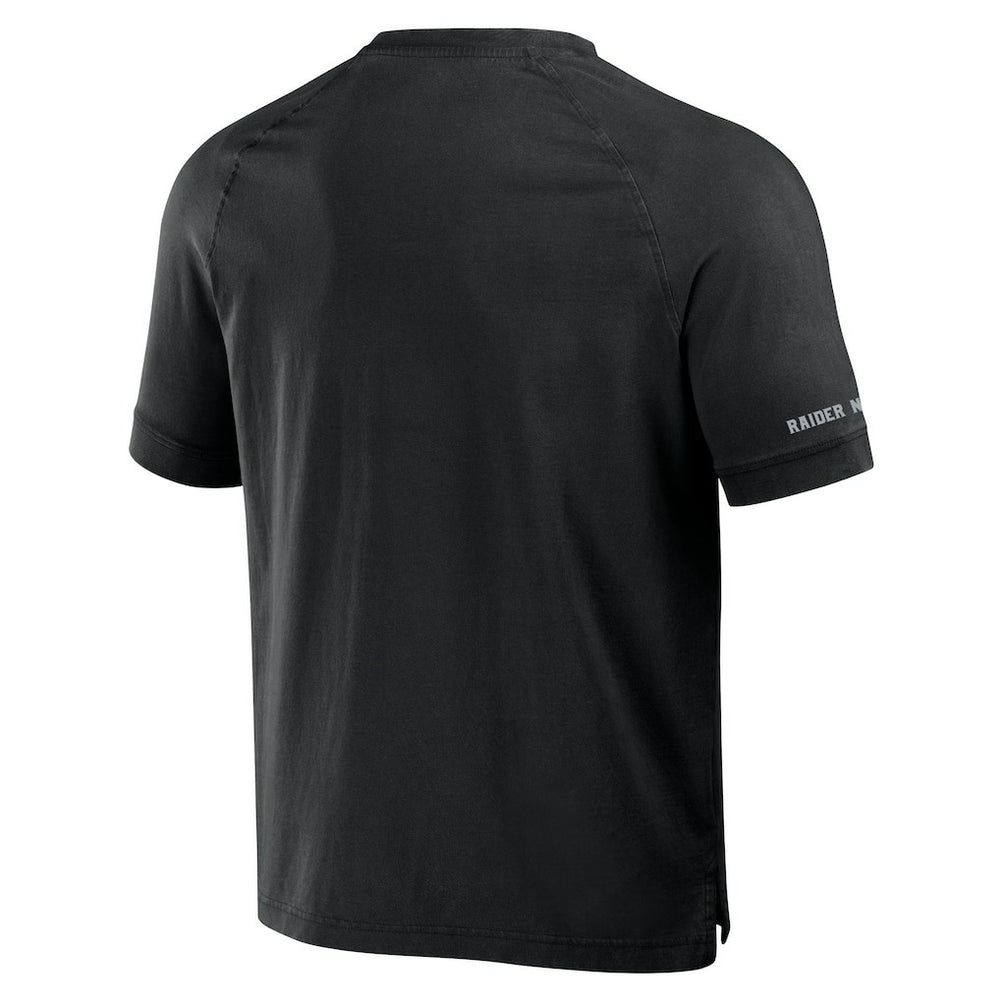 Las Vegas Raiders NFL x Darius Rucker Collection Washed Raglan Henley T-Shirt Black