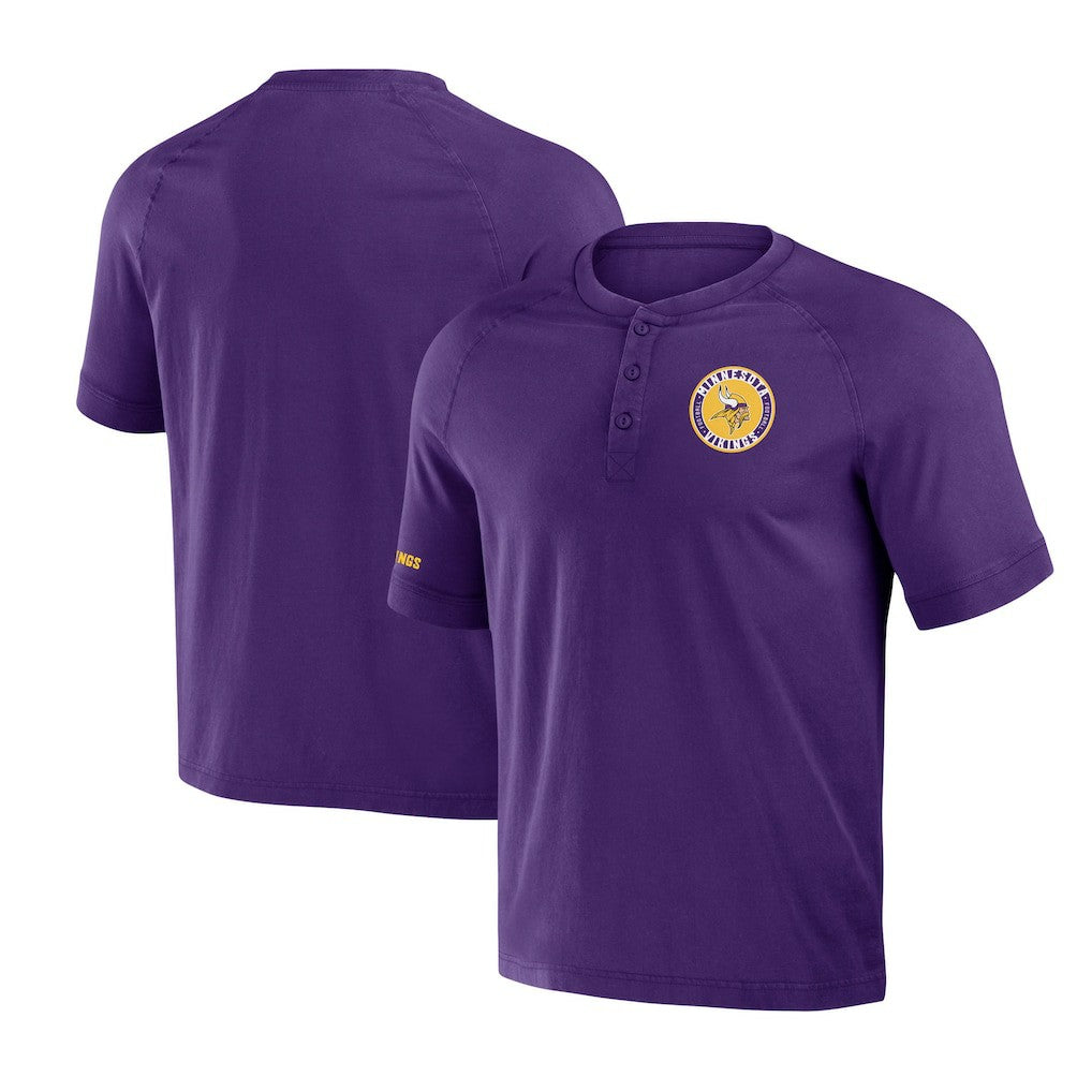 Minnesota Vikings NFL x Darius Rucker Collection Washed Raglan Henley T-Shirt Purple