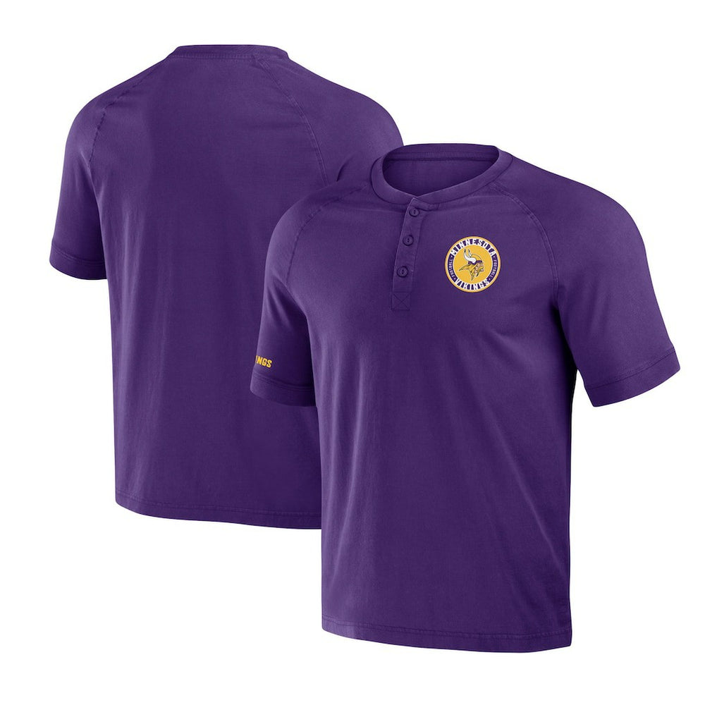 Minnesota Vikings NFL x Darius Rucker Collection Washed Raglan Henley T-Shirt Purple