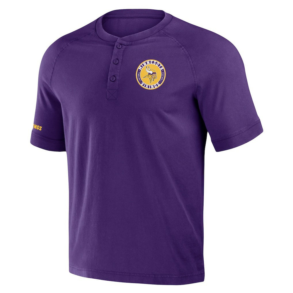 Minnesota Vikings NFL x Darius Rucker Collection Washed Raglan Henley T-Shirt Purple