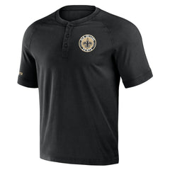 New Orleans Saints NFL x Darius Rucker Collection Washed Raglan Henley T-Shirt Black