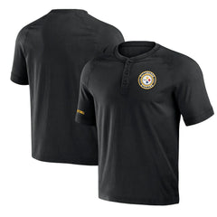 Pittsburgh Steelers NFL x Darius Rucker Collection Washed Raglan Henley T-Shirt Black
