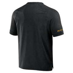 Pittsburgh Steelers NFL x Darius Rucker Collection Washed Raglan Henley T-Shirt Black