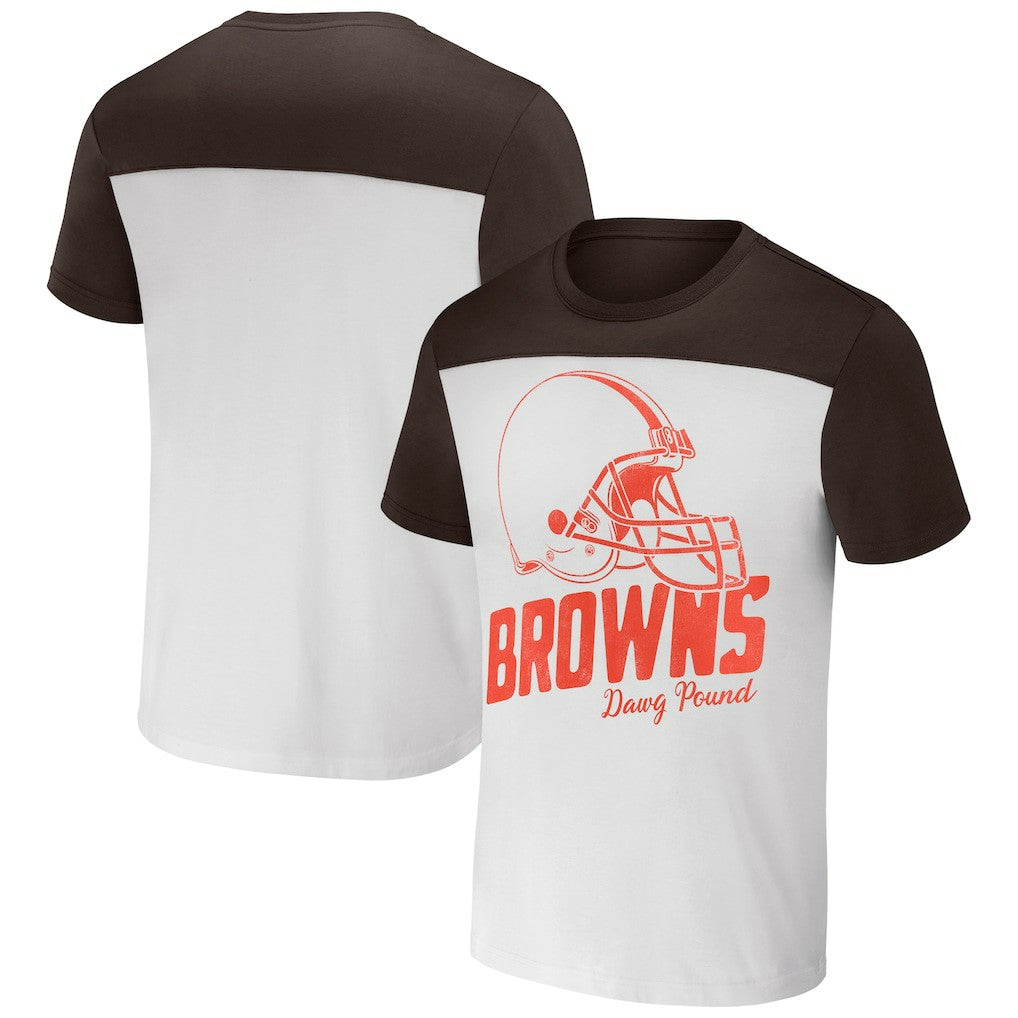 Cleveland Browns NFL x Darius Rucker Collection Colorblocked T-Shirt White/Brown
