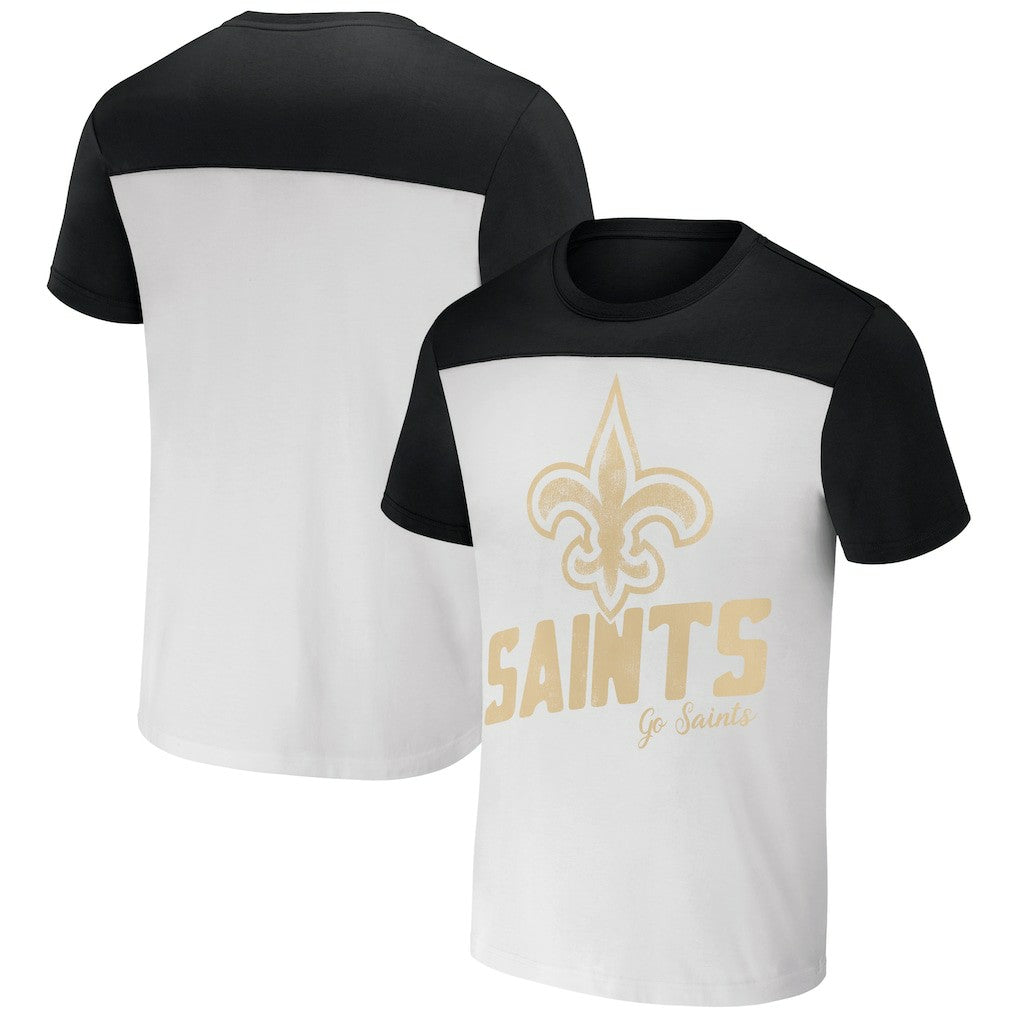 New Orleans Saints NFL x Darius Rucker Collection Colorblocked T-Shirt White/Black