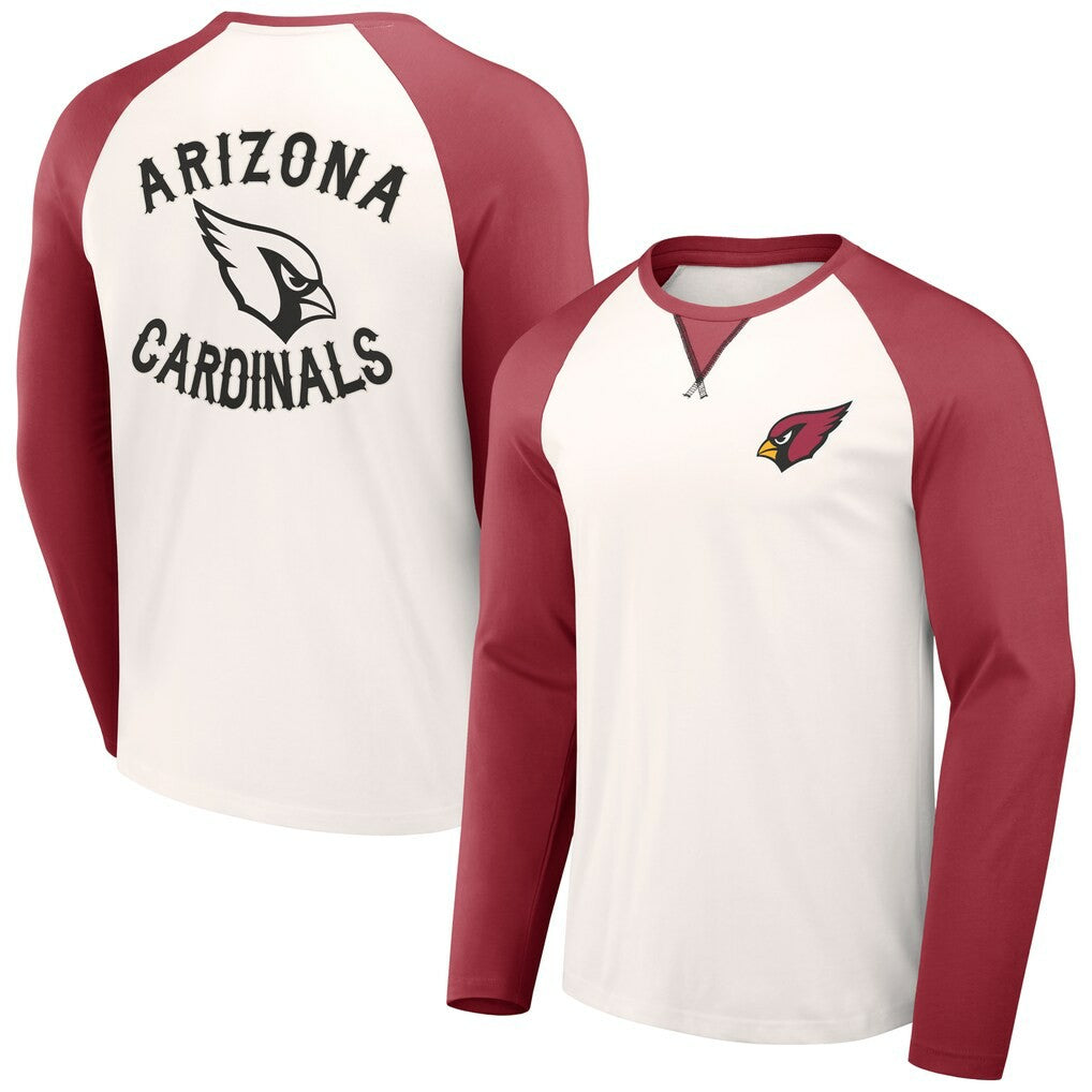 Arizona Cardinals NFL x Darius Rucker Collection Long Sleeve Raglan T-Shirt Cream/Cardinal