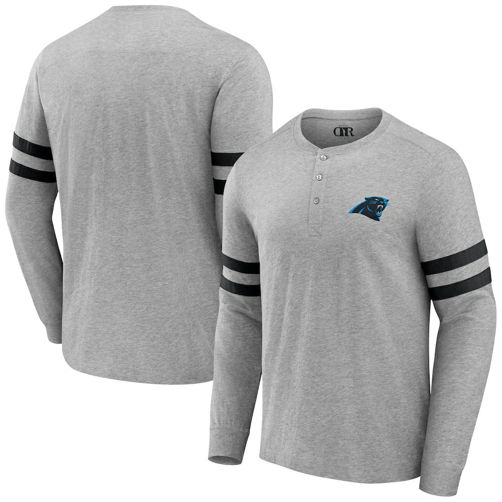 Carolina Panthers NFL x Darius Rucker Collection Henley Long Sleeve T-Shirt Heather Gray