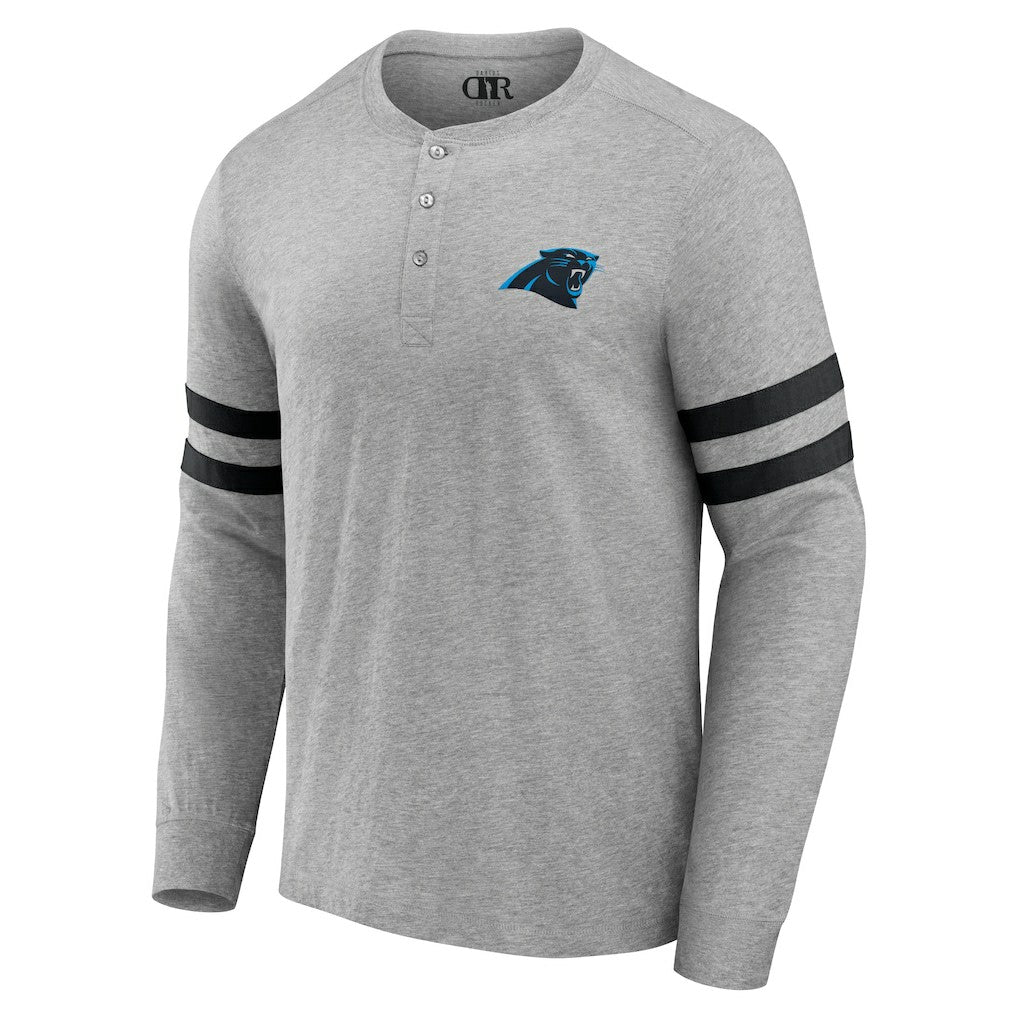 Carolina Panthers NFL x Darius Rucker Collection Henley Long Sleeve T-Shirt Heather Gray