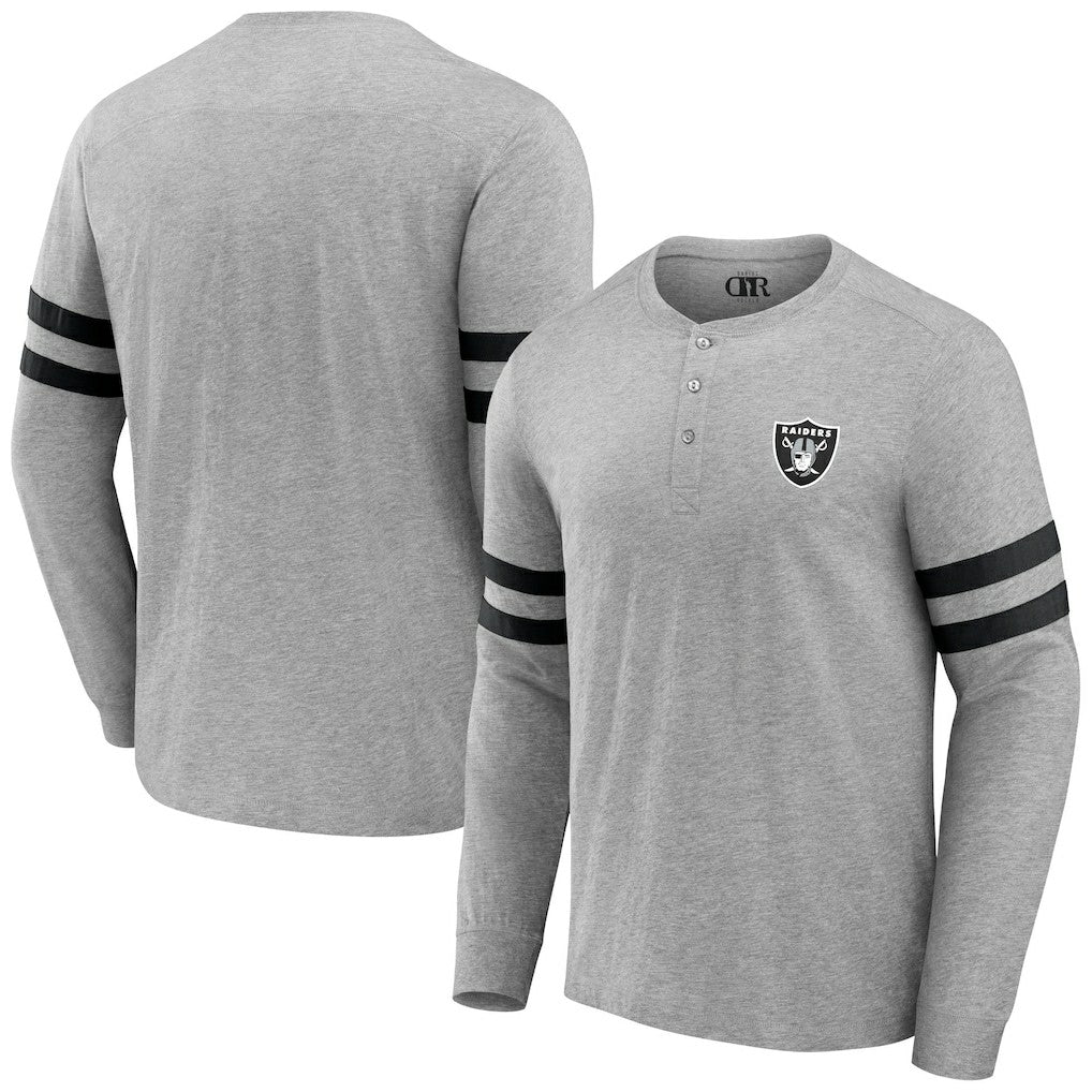 Las Vegas Raiders NFL x Darius Rucker Collection Henley Long Sleeve T-Shirt Heather Gray