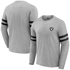 Las Vegas Raiders NFL x Darius Rucker Collection Henley Long Sleeve T-Shirt Heather Gray