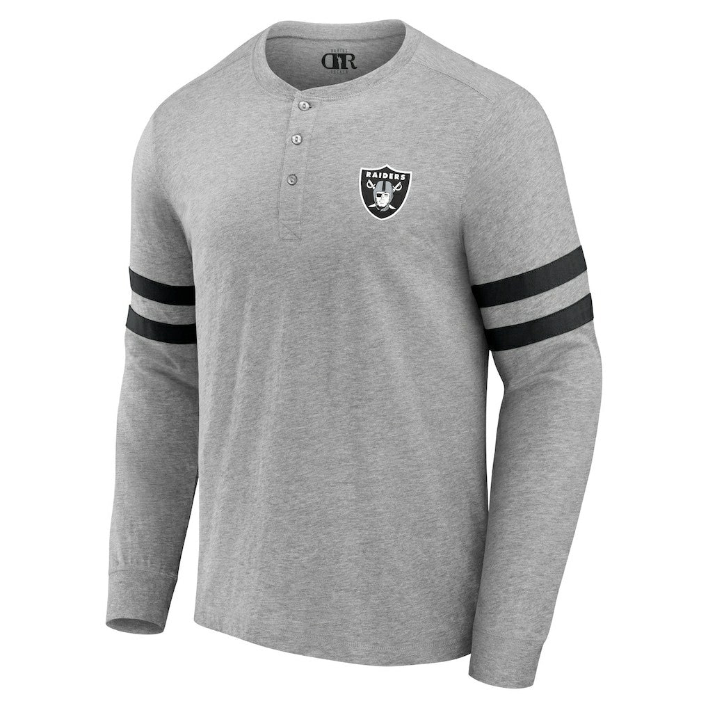 Las Vegas Raiders NFL x Darius Rucker Collection Henley Long Sleeve T-Shirt Heather Gray