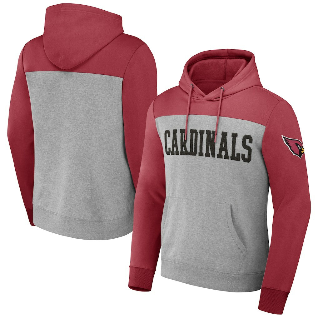 Arizona Cardinals NFL x Darius Rucker Collection Color Blocked Pullover Hoodie Heather Gray