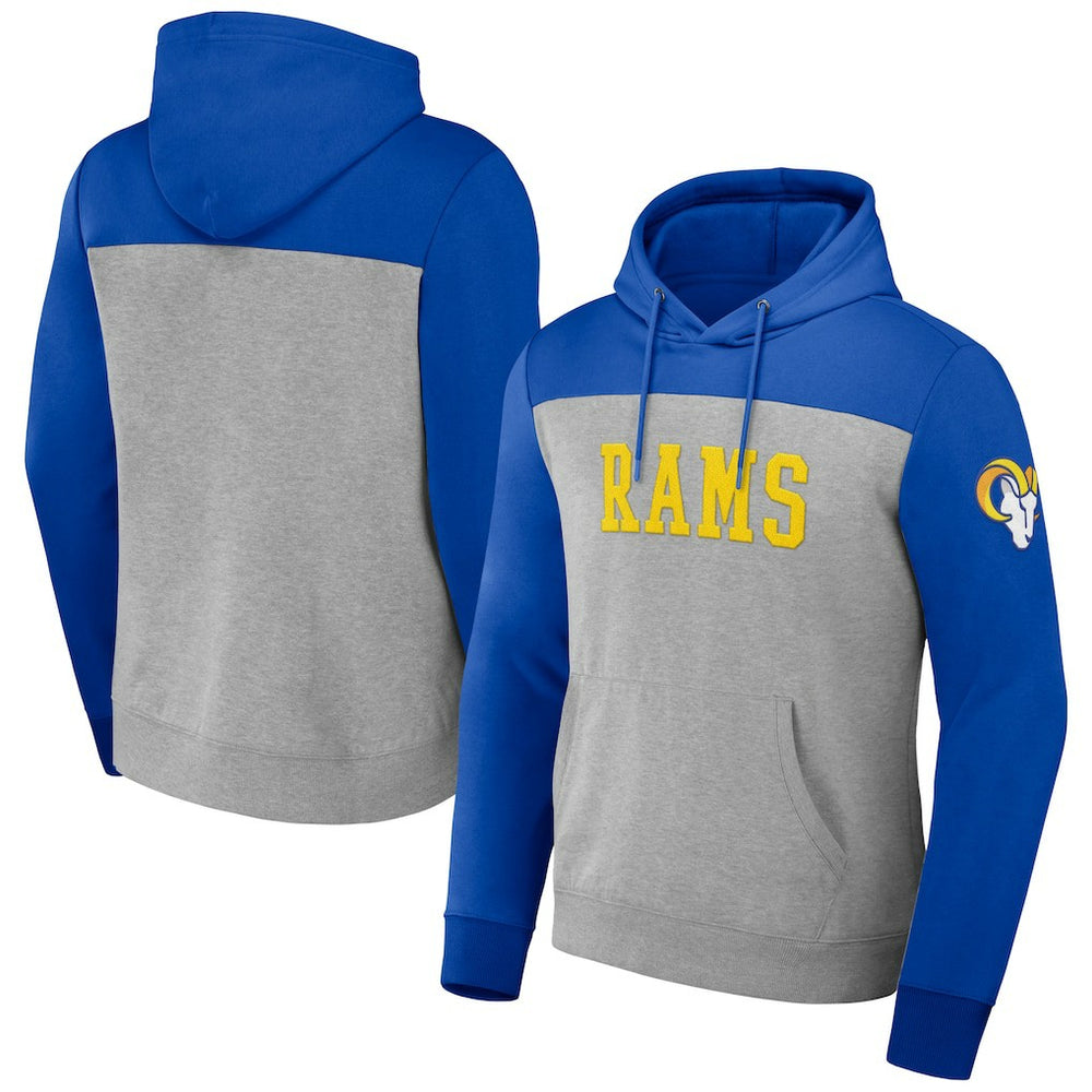 Los Angeles Rams NFL x Darius Rucker Collection Color Blocked Pullover Hoodie Heather Gray