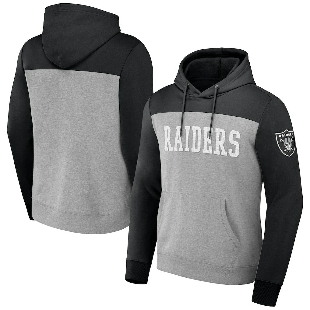 Las Vegas Raiders NFL x Darius Rucker Collection Color Blocked Pullover Hoodie Heather Gray