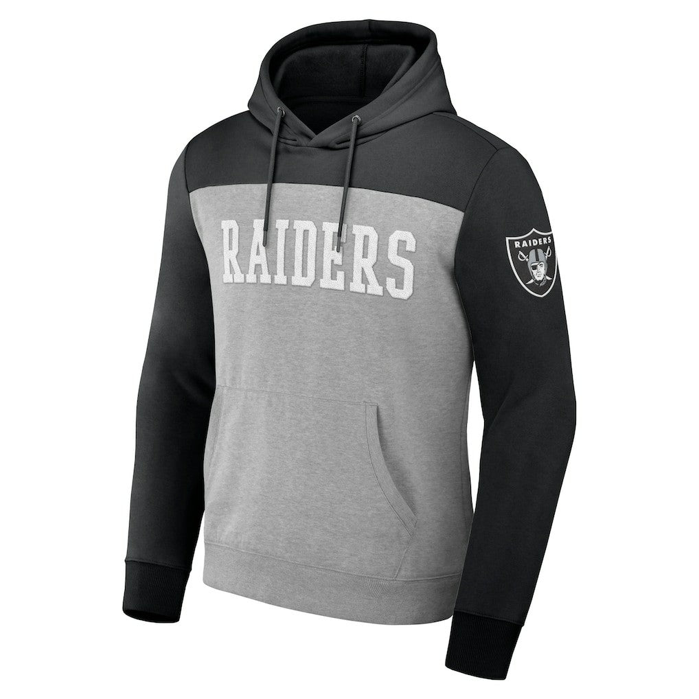 Las Vegas Raiders NFL x Darius Rucker Collection Color Blocked Pullover Hoodie Heather Gray