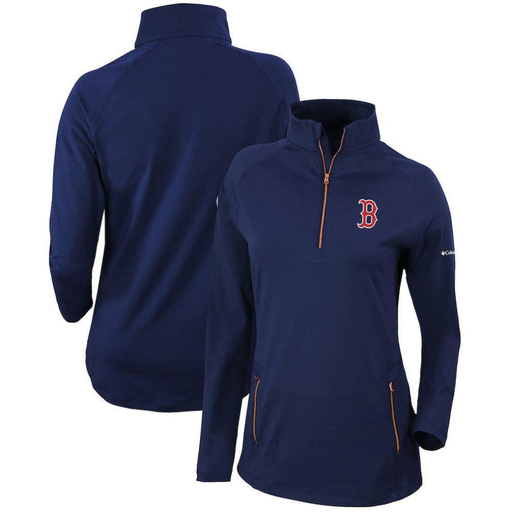 Boston Red Sox Columbia Women's Omni-Wick Outward Nine Quarter-Zip Pullover Top - Navy Pullover