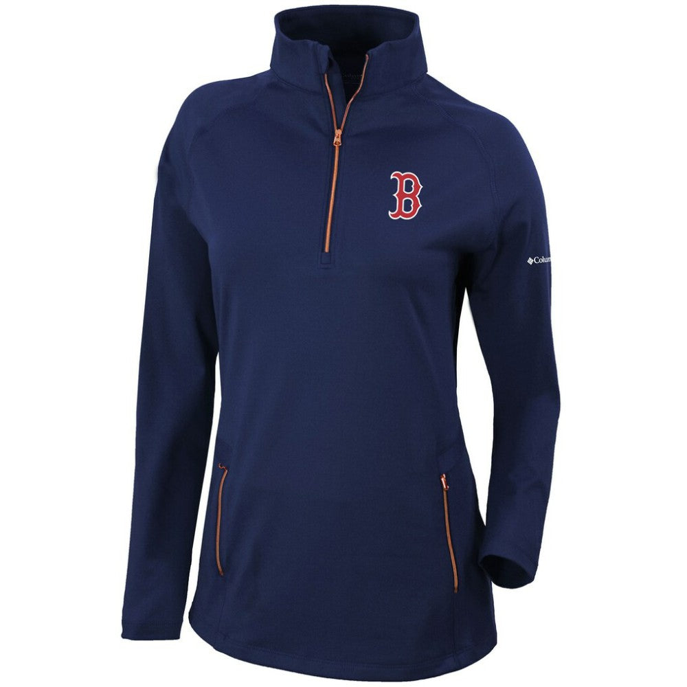 Boston Red Sox Columbia Women's Omni-Wick Outward Nine Quarter-Zip Pullover Top - Navy Pullover