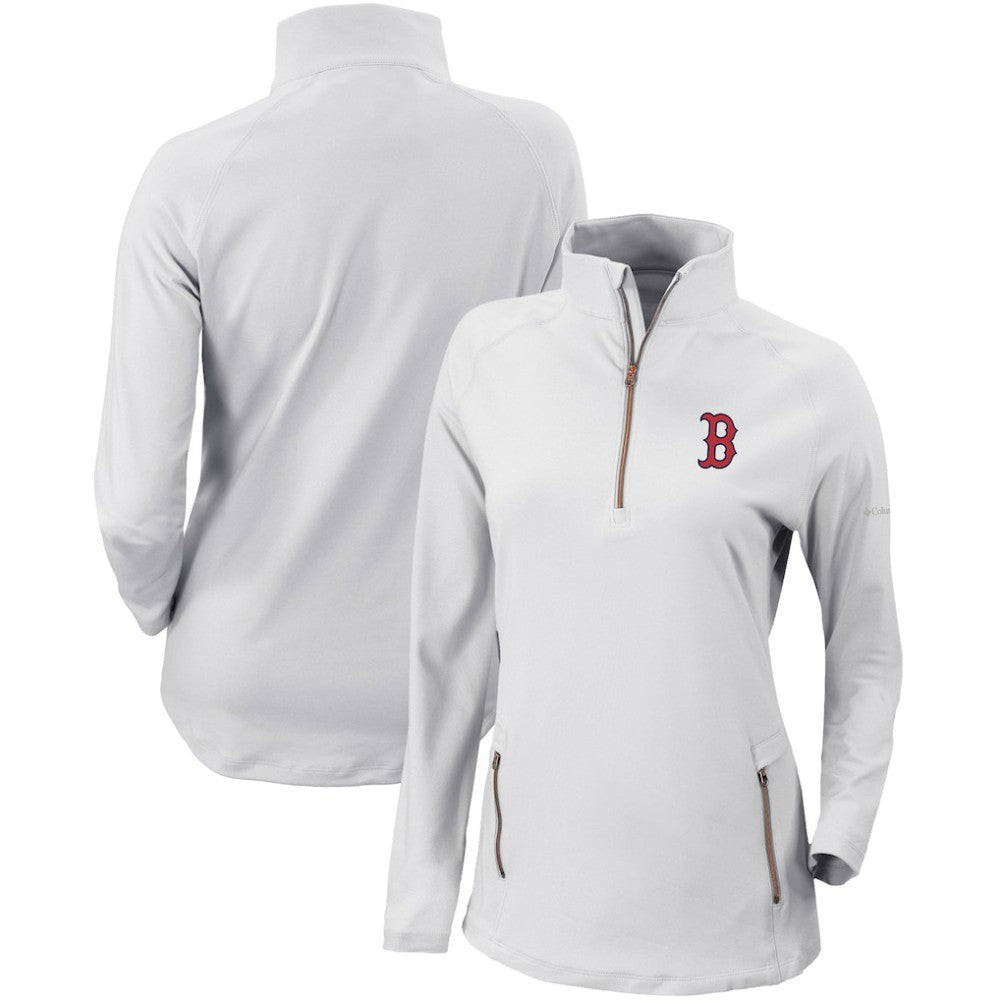 Boston Red Sox Columbia Women's Omni-Wick Outward Nine Quarter-Zip Pullover Top - White Pullover