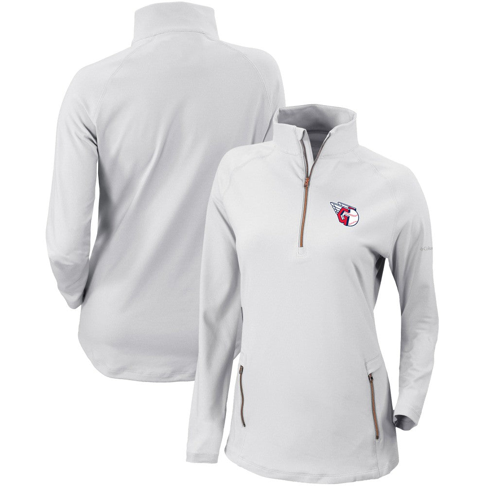 Cleveland Guardians Columbia Women's Omni-Wick Outward Nine Quarter-Zip Pullover Top - White Pullover