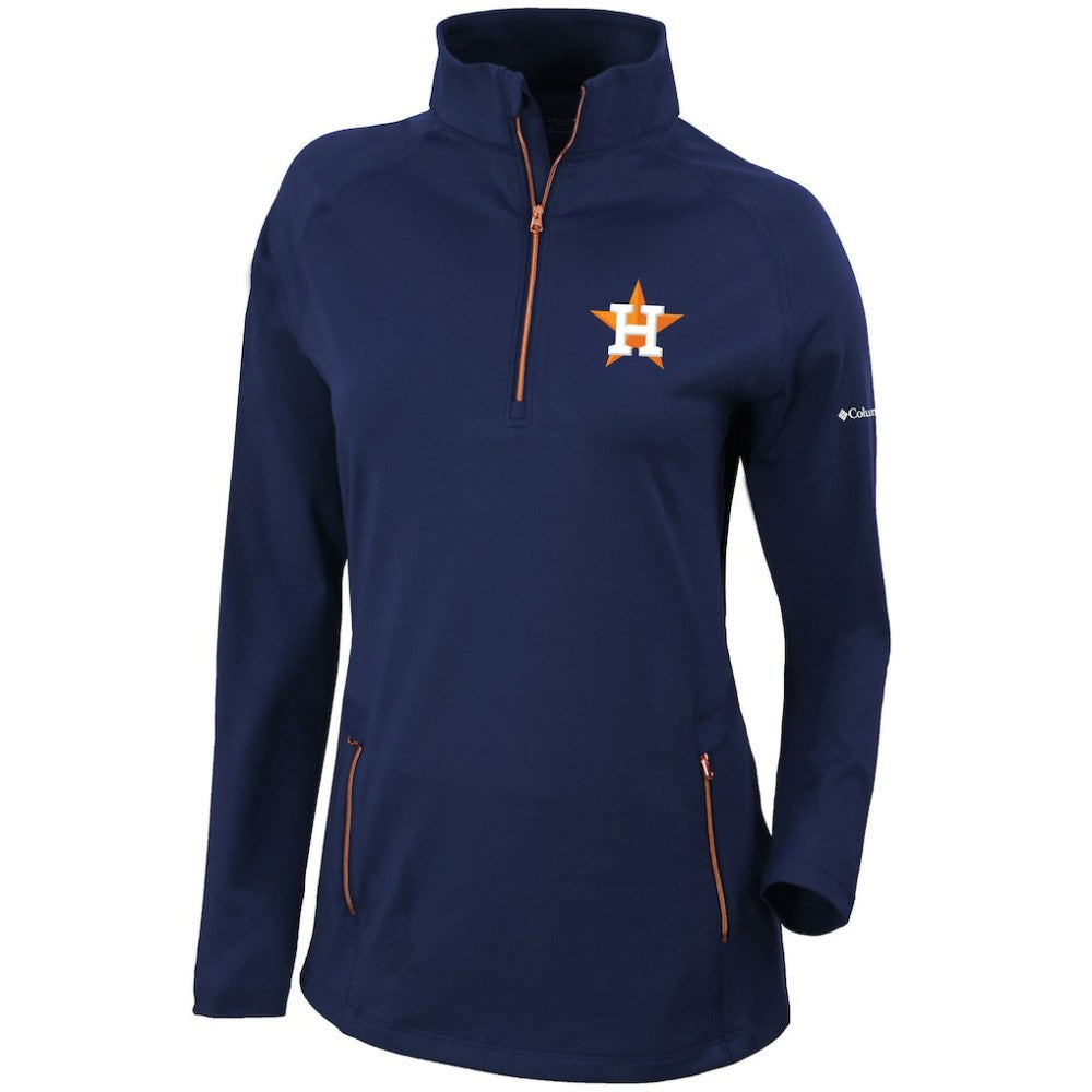 Houston Astros Columbia Women's Omni-Wick Outward Nine Quarter-Zip Pullover Top - Navy Pullover