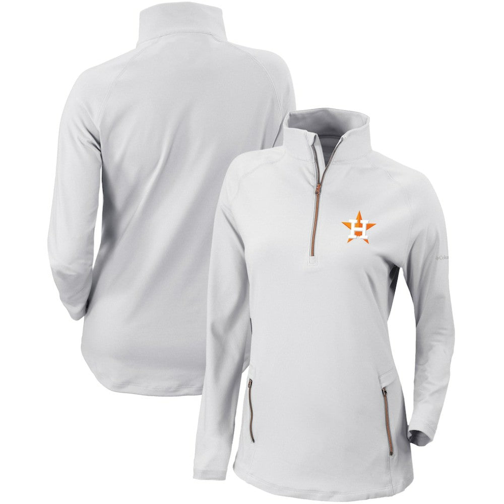 Houston Astros Columbia Women's Omni-Wick Outward Nine Quarter-Zip Pullover Top - White Pullover