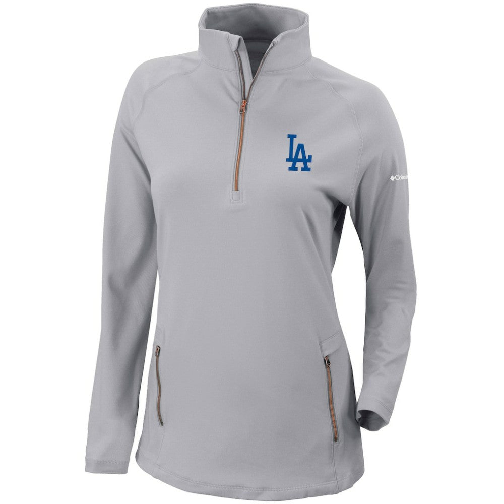 Los Angeles Dodgers Columbia Women's Omni-Wick Outward Nine Quarter-Zip Pullover Top - Gray Pullover