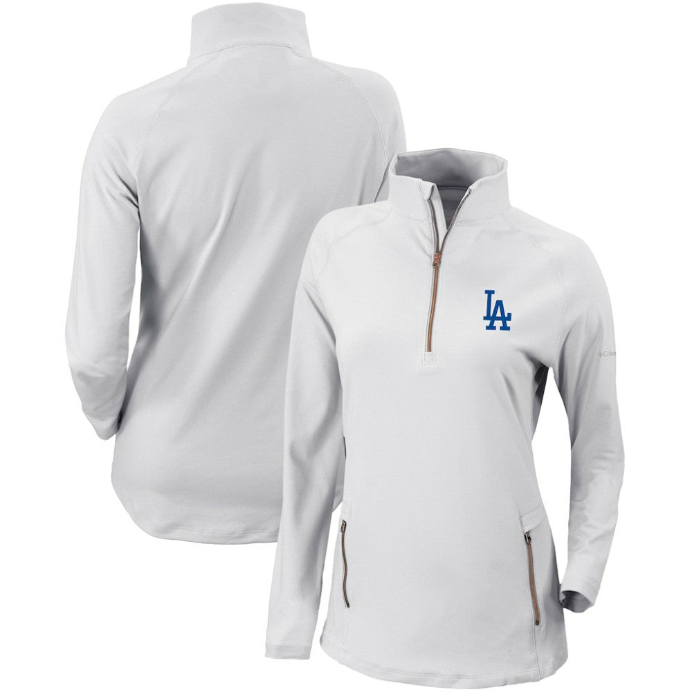 Los Angeles Dodgers Columbia Women's Omni-Wick Outward Nine Quarter-Zip Pullover Top - White Pullover