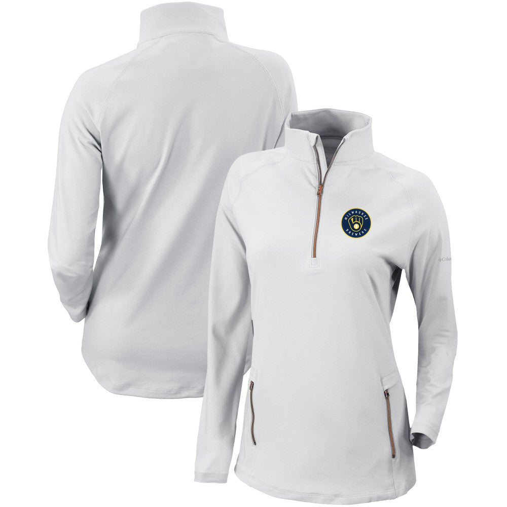 Milwaukee Brewers Columbia Women's Omni-Wick Outward Nine Quarter-Zip Pullover Top - White Pullover