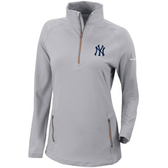 New York Yankees Columbia Women's Omni-Wick Outward Nine Quarter-Zip Pullover Top - Gray Pullover