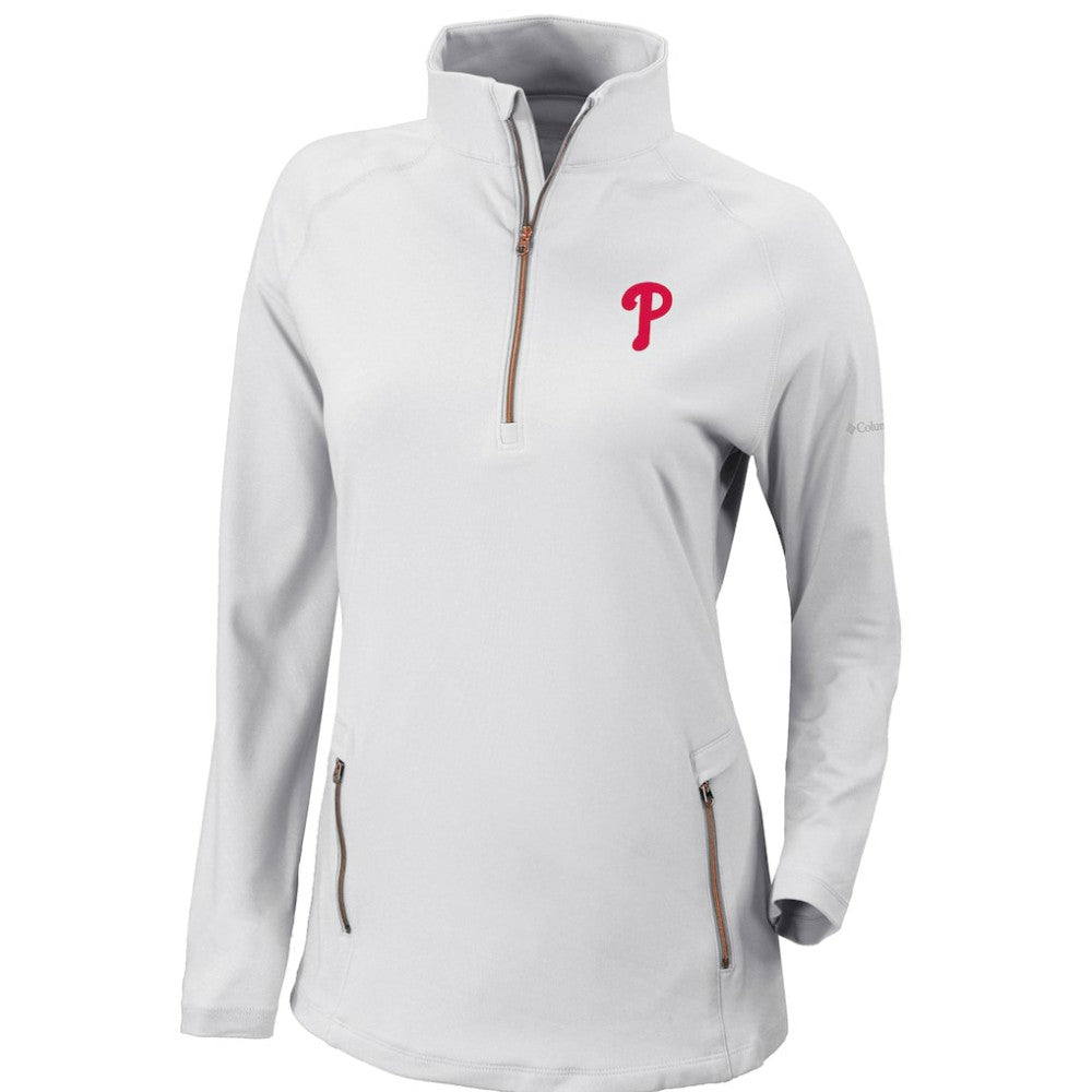 Philadelphia Phillies Columbia Women's Omni-Wick Outward Nine Quarter-Zip Pullover Top - White Pullover