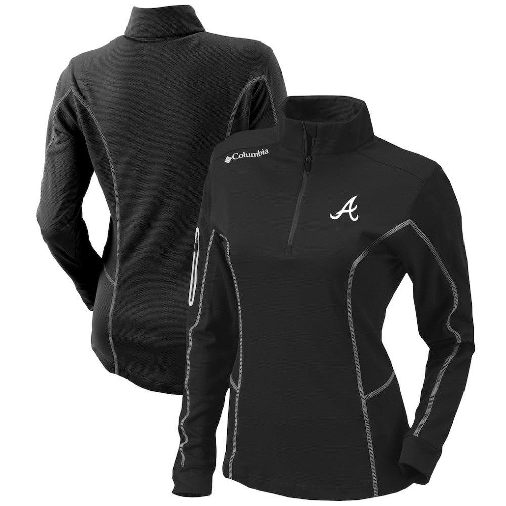 Atlanta Braves Columbia Women's Omni-Wick Shotgun Quarter-Zip Pullover Top - Black Pullover