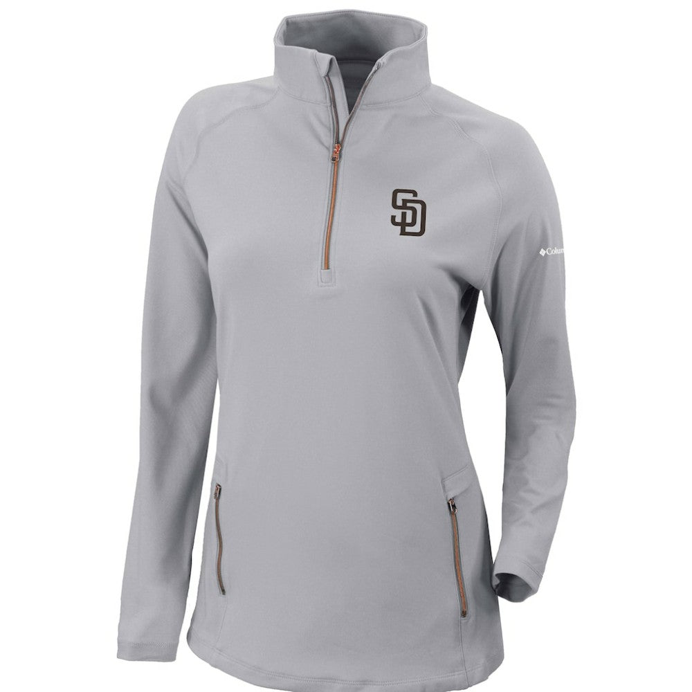 San Diego Padres Columbia Women's Omni-Wick Outward Nine Quarter-Zip Pullover Top - Gray Pullover