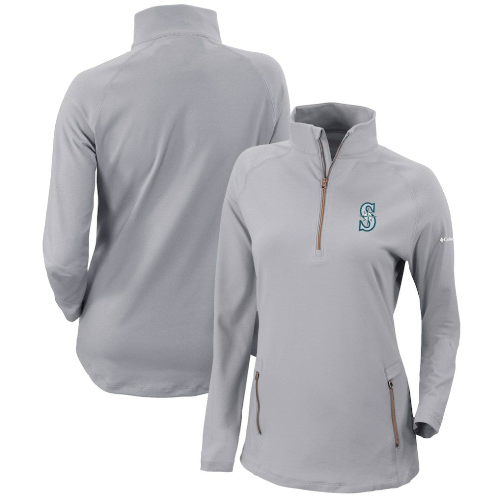 Seattle Mariners Columbia Women's Omni-Wick Outward Nine Quarter-Zip Pullover Top - Gray Pullover