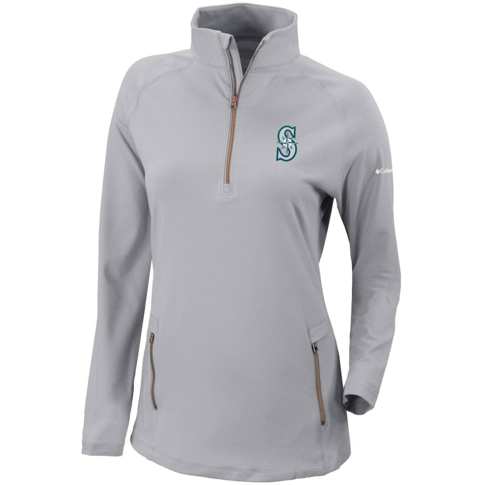 Seattle Mariners Columbia Women's Omni-Wick Outward Nine Quarter-Zip Pullover Top - Gray Pullover