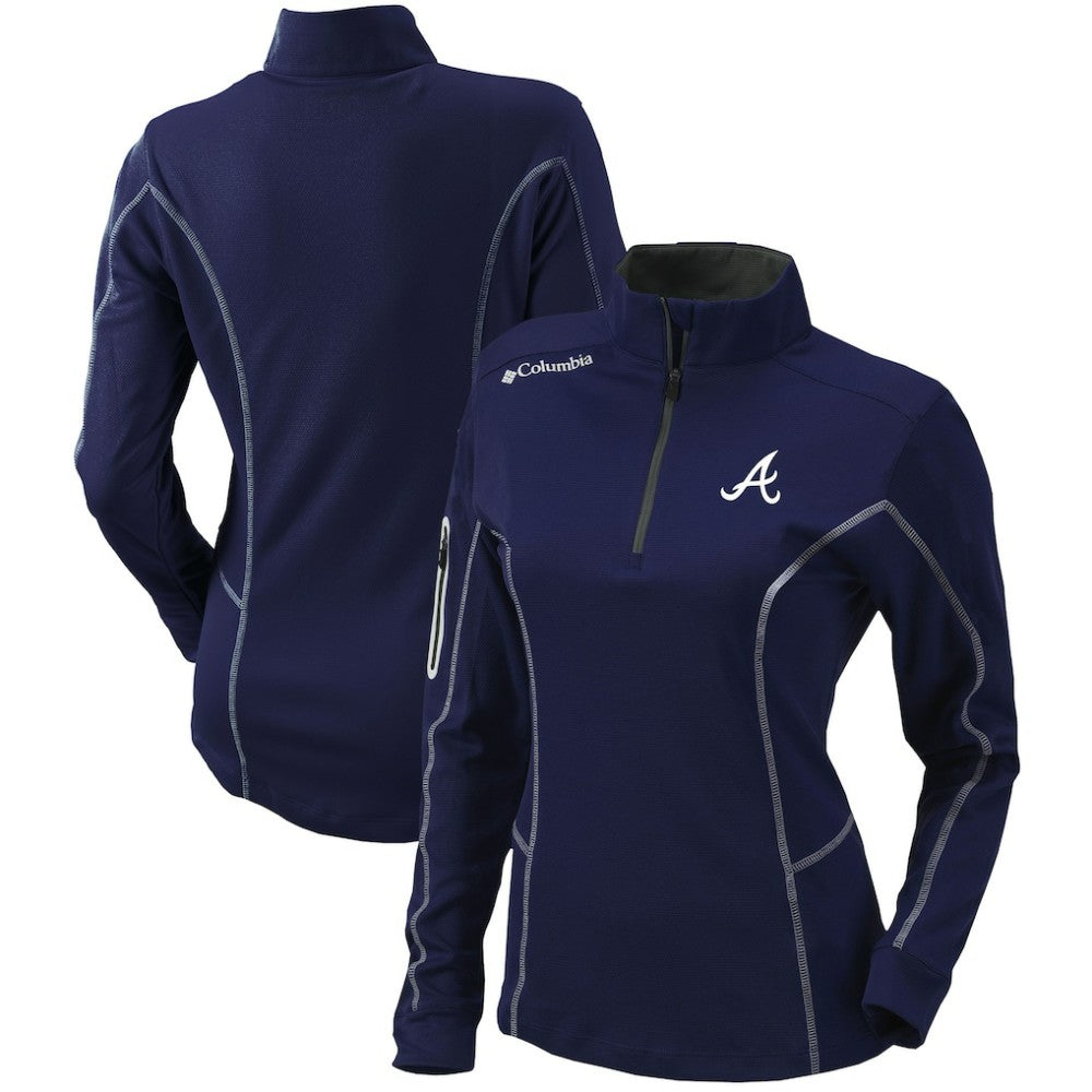 Atlanta Braves Columbia Women's Omni-Wick Shotgun Quarter-Zip Pullover Top - Navy Pullover