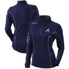 Atlanta Braves Columbia Women's Omni-Wick Shotgun Quarter-Zip Pullover Top - Navy Pullover